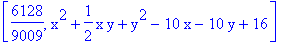 [6128/9009, x^2+1/2*x*y+y^2-10*x-10*y+16]
